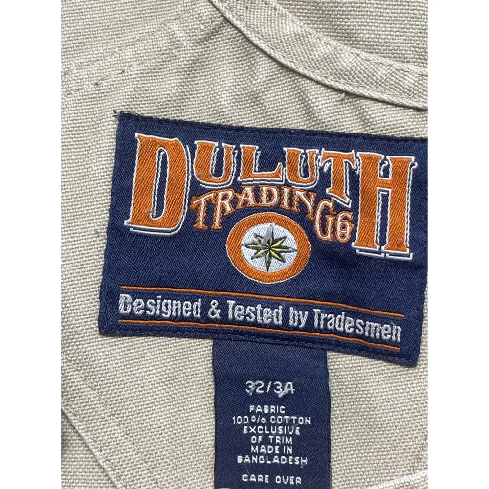Duluth Trading Co Overalls Workwear 32x34 Tan Fire Hose Cotton Canvas Bibs